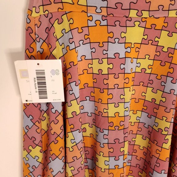 Lularoe Girls Azure Jigsaw Puzzle Skirt - Picture 4 of 4